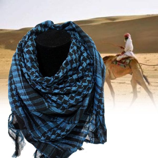 Arab Shemagh Keffiyeh Military Tactical Palestine Scarf Shawl Kafiya Wrap Hot Grid Scarves For Female Male Birthday's Gift(#Sky Blue) SHA
