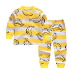 Baby Boy Casual Long Sleeve Patchwork Clothes Sets-Banana Print