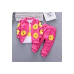 Girl Petal 3psc Set Tracksuit - Deep Pink