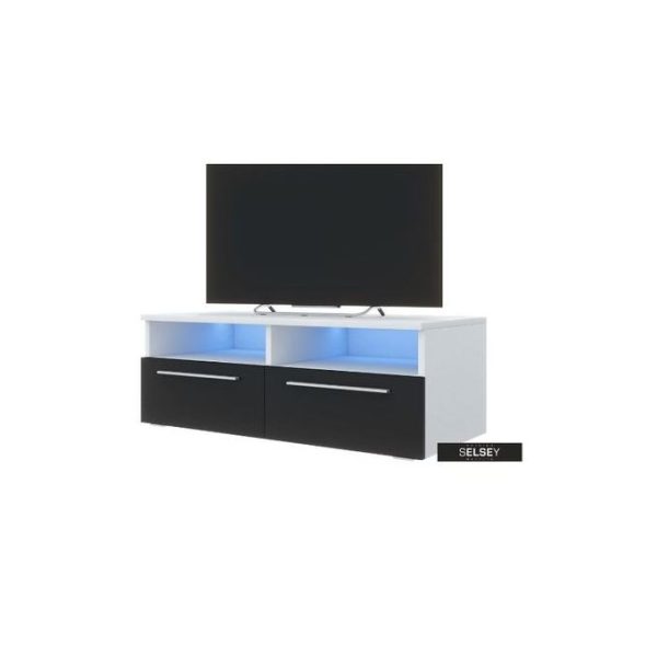 Tv Shelf White Black TV Stand With Led Light 100cm X 35cm