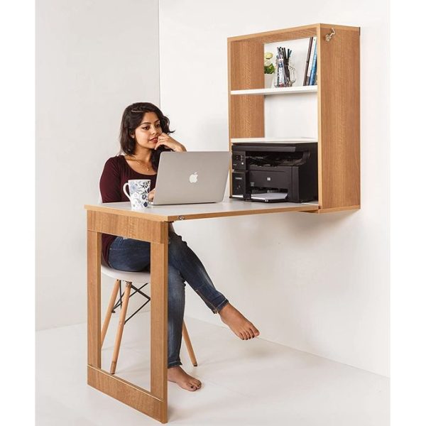 Foldable Wall Mounted Study & Dining Table Storage Cabinet
