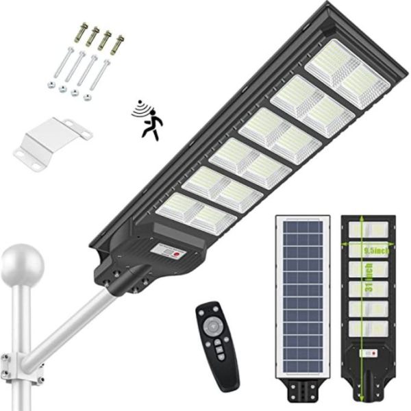 480watts Waterproof Motion Sensor Solar Street Light With Remote, Longer Lasting Battery. With Free Pole Stand