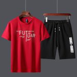 2 In 1 Men's Short Sleeve Shorts Set - Red