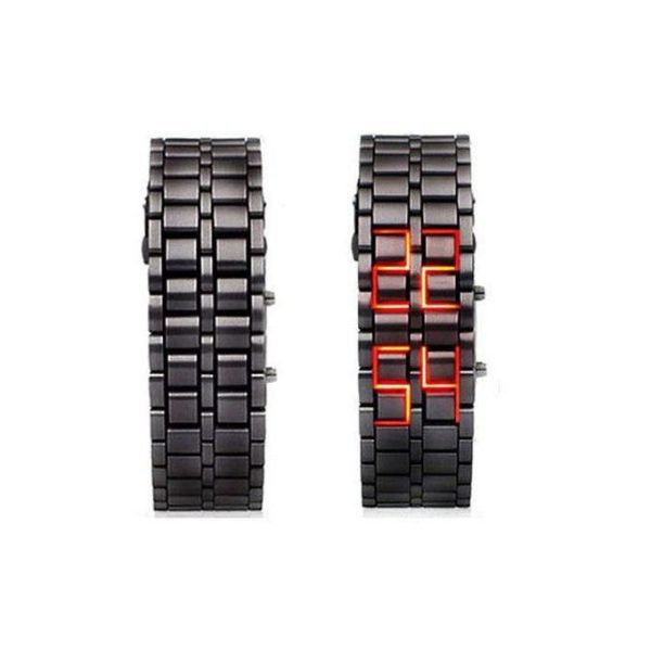 Luxury Black Full Metal Digital Lava Wrist Watch- Unisex