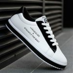 Trendy Men's Lace-up Sneakers-White And Black