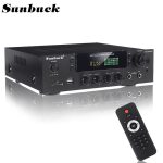 2500W Max Bluetooth 5 Channel Power Amplifier HiFi Stereo Speaker Amp Support FM Radio 2 Mic USB SD Card Input 298BT-AV-80