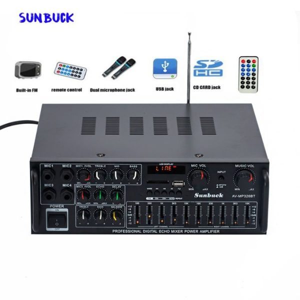 Karaoke Sound Amplifier 2.1 Channel 200W*2 High Power FM USB MP3 10 Segment Audio Equalizer Car Bluetooth Amplifier
